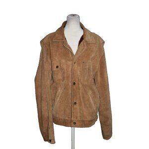 Vintage Polo Ralph Lauren Suede Leather Bomber Jacket Plaid Lined Women's Size L